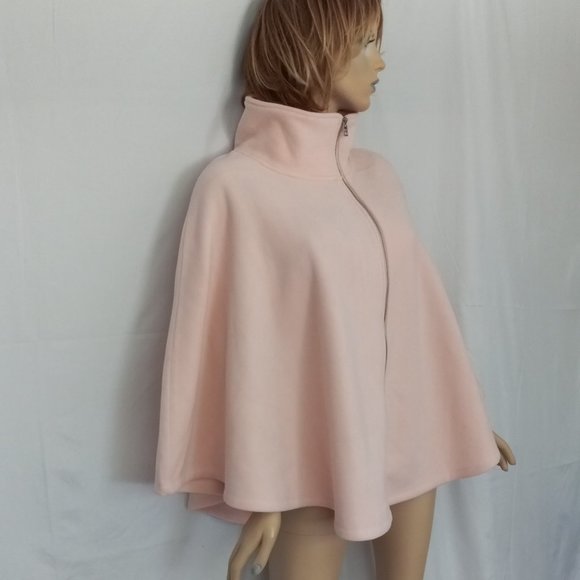 NWT $89 MARC NEW YORK Pink Full Front Zip Poncho Cape Sz M WARM! - Picture 2 of 9